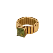 Anillo acero baño oro olivina